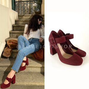 Academia | Vince Camuto Mary Jane Heels | Merlot Suede | Revolve 5-Star Favorite